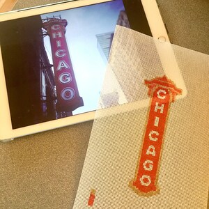 Chicago Theatre Sign - Needlepoint Canvas