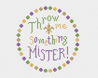 Mardi Gras - Throw me something Mister! -  Hand Painted Needlepoint Canvas