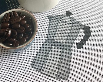 Moka Pot Coffee  - Hand Painted Needlepoint Canvas