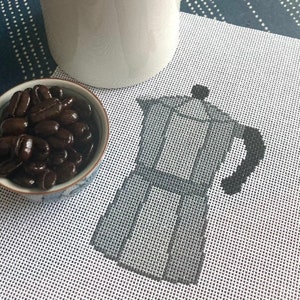 Moka Pot Coffee  - Hand Painted Needlepoint Canvas