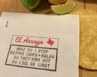 El Arroyo sign - Choose your own message -  Hand Painted Needlepoint Canvas