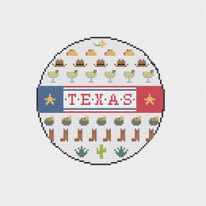 Texas Icons Round Hand Painted Needlepoint Canvas image 3