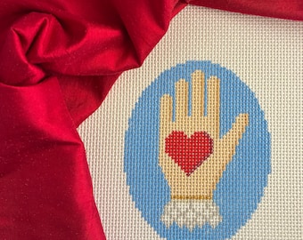 Heart in Hand - Hand Painted Needlepoint Canvas