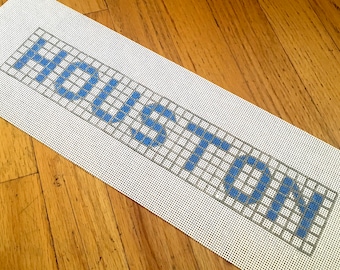 Houston Blue Tile - Hand Painted Needlepoint Canvas