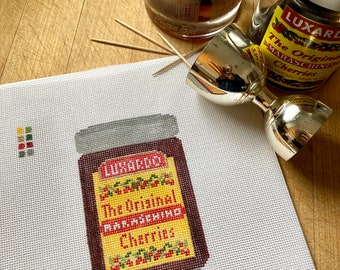 Luxardo Cherries - Hand Painted Needlepoint Canvas