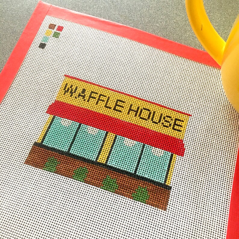 Waffle House Diner Hand Painted Needlepoint Canvas Etsy