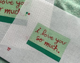I love you so much - Austin mural -  Hand Painted Needlepoint Canvas