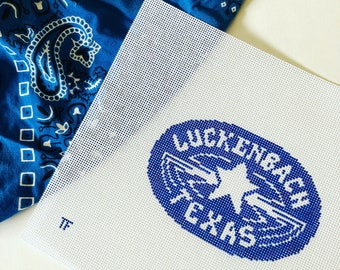 Luckenbach Texas Badge - Hand Painted Needlepoint Canvas