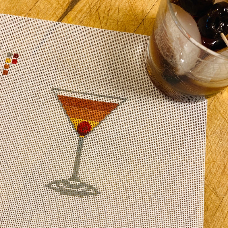 Manhattan Cocktail 3 Versions Hand Painted Needlepoint Etsy