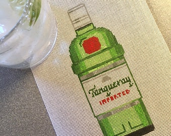 Tanqueray Gin -  Hand Painted Needlepoint Canvas