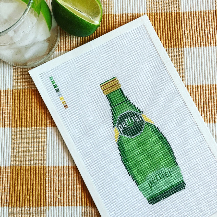 Perrier - Hand Painted Needlepoint Canvas