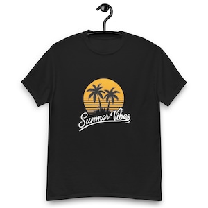 Summer Vibes Graphic Unisex T-Shirt – Palm Trees & Sunset Design