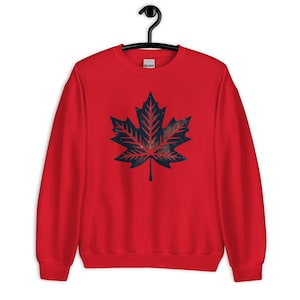 Black Maple Leaf Cozy & Stylish Canadian-Inspired Unisex Crew Neck Sweatshirt