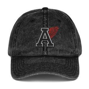 Gorra vintage lavada con bordado "A" - Gorra de béisbol vaquera negra desgastada