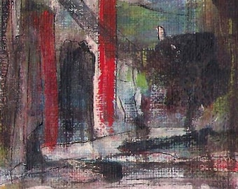 No. B2 ACEO Art Cards Editions & Originals Fantasy Landscape Houses by NoRaHzArT