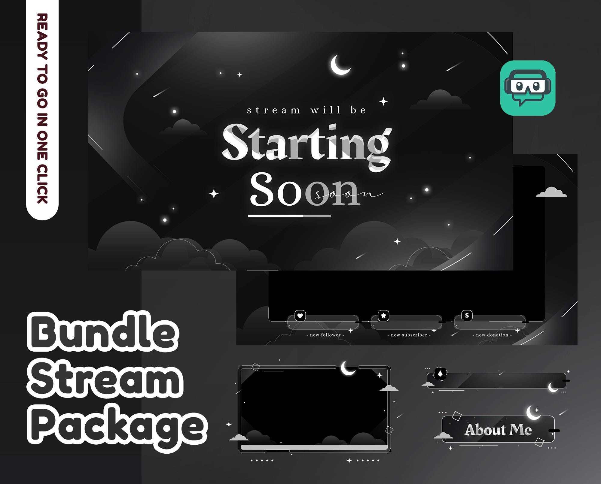 Sky Dream Animated Stream Pack for Twitch, Youtube | Kawaii Theme ...