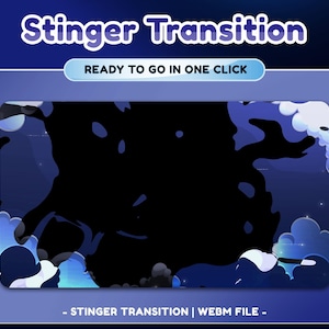 Nebula Drift Animated Stinger Transition for Twitch Youtube, Blue Transition Overlay, Night Sky Transition, Galaxy Stream AnimatedTransition