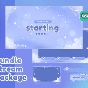 ButterflyBloom Animated Stream Pack for Twitch,Youtube | Kawaii Theme | Pastel | Calm Color | Panel | Overlay | Cute | Blue & White | Flower