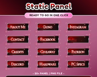 Red Infinity Static Panel for Twitch, Red And Black Sky, Soft Cloud Theme, Light Trail Design, Stardust Panels, Dreamy Night Sky Overlay