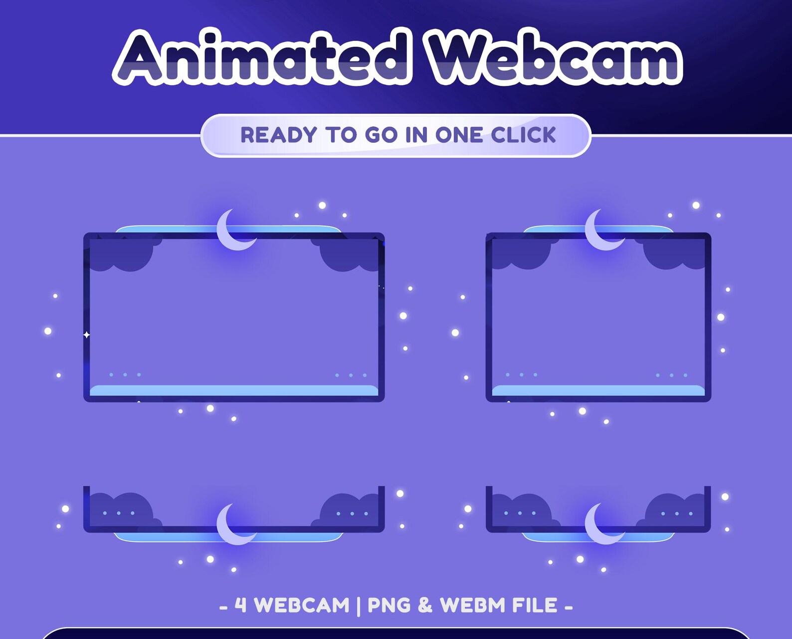 Moonlit Flutter Animated Stream Overlay Twitch Bundle, Night Sky Theme ...