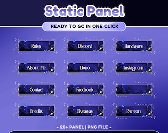 Mystic Night Static Stream Panel for Twitch, Mystic Night Panels, Starlit Forest, Butterfly Accent, Floating Lights, Blue And Purple Panels