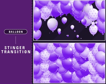Purple Balloon Animated Transition for Twitch, Kick, Youtube | Kawaii Transition | Gift | Purple Color | Transition Overlay | Cute | Calm