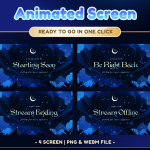 Moonbeam Garden Animated Stream Screen for Twitch,Youtube, Kick, Screen Overlay, Animated Horror Overlay, Twitch Overlay Blue, Dark Color