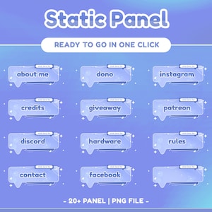 ButterflyBloom Static Stream Panel for Twitch,Youtube | Kawaii Theme | Pastel | Calm Color | Panel | Overlay | Cute | Blue & White |Flower