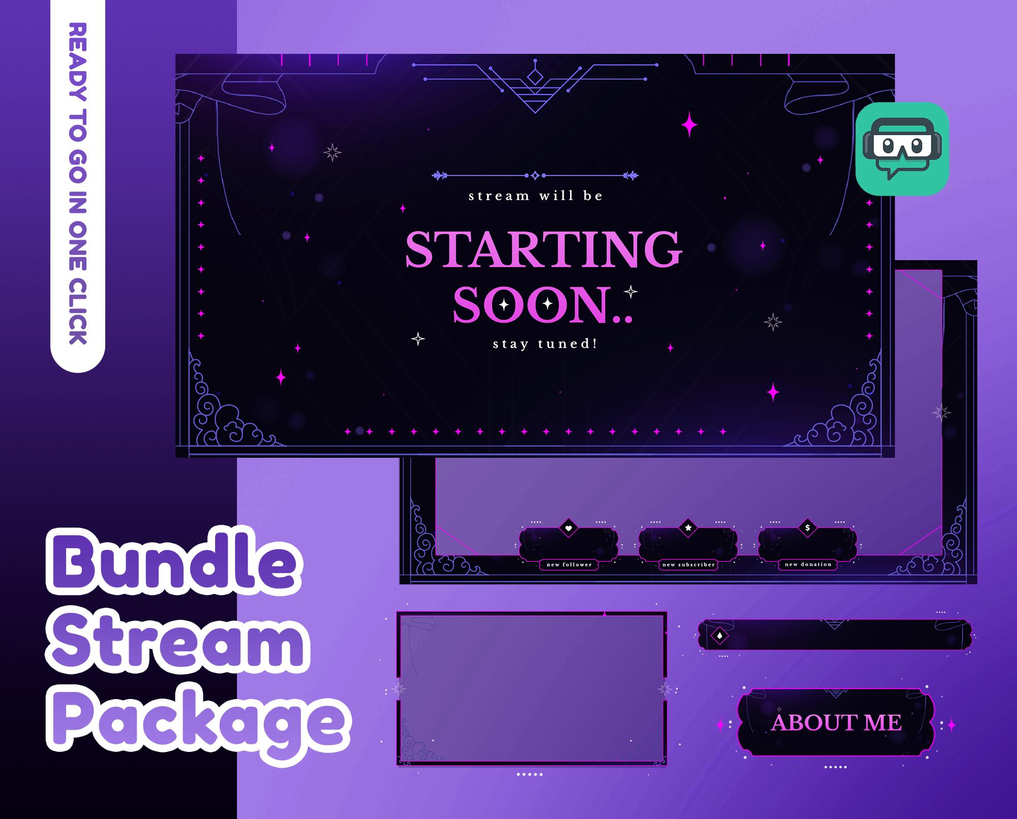 Celestial Frame Animated Stream Pack for Twitch Youtube, Neon and ...