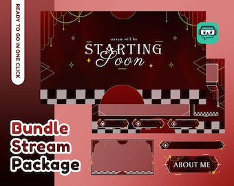 Crimson Empire Animated Stream Pack Twitch Bundle, Deep Wine Red Background,Metallic Gold Decorative Line Art,Luxury Burgundy Overlay Vtuber