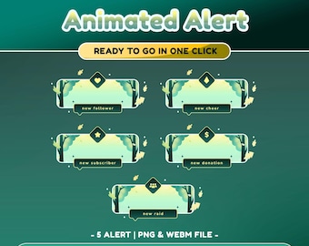 Morning Leaves Animated Stream Alert for Twitch, Forest Animated Alert, Alert Overlay Spring, Green Alert, Cozy Stream Alert, Kick Streamer