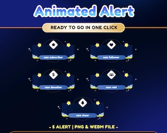 Cloudy Sky Animated Stream Alert for Twitch,Youtube, Kick, Space Overlay Package, Notifications Donation Follower Subscriber, Cloud Twitch