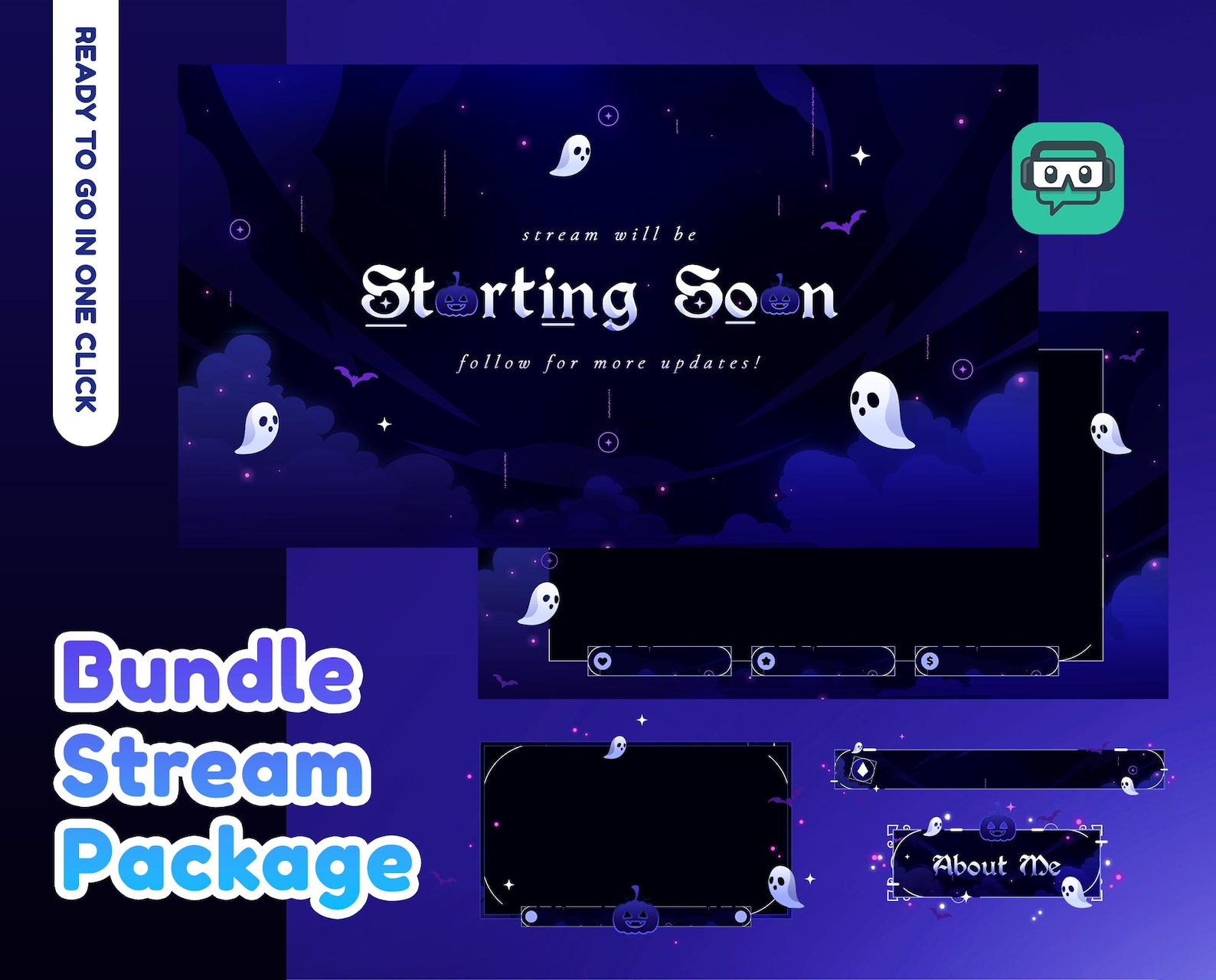 Ghostly Wings Animated Stream Pack for Twitch, Youtube, Twitch Overlay ...