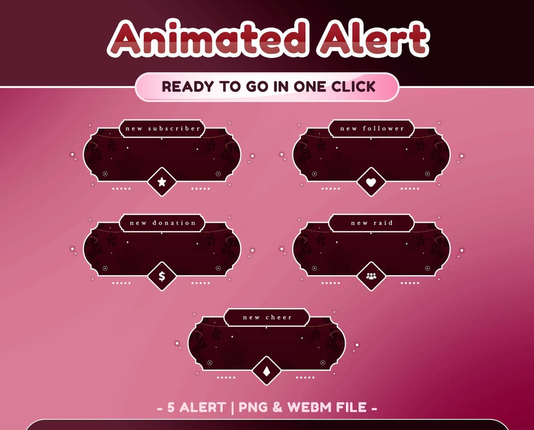 Sakura Veil Animated Stream Alert for Twitch, Burgundy Pink Alert ...