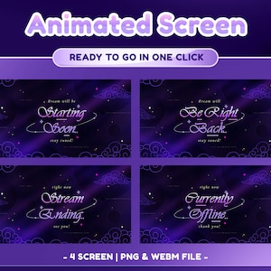 Celestial Haze Animated Stream Screen for Twitch, Youtube | Galaxy Theme | Sky Night | Dark Color | Panel | Overlay | Cloud | Purple | Cloud