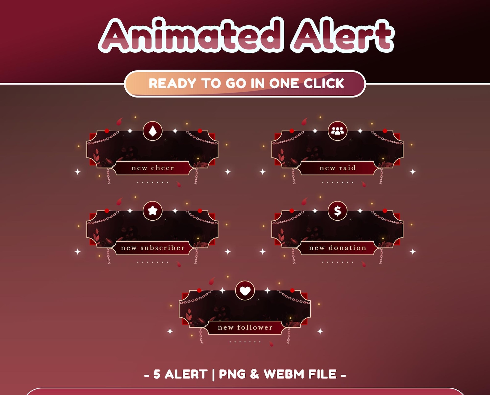 Romantic Flower Animated Stream Alert for Twitch, Youtube, Rose Flower ...