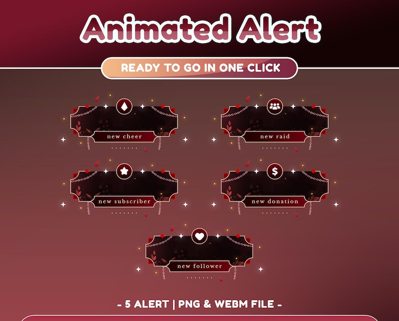 Romantic Flower Animated Stream Alert for Twitch, Youtube, Rose Flower ...