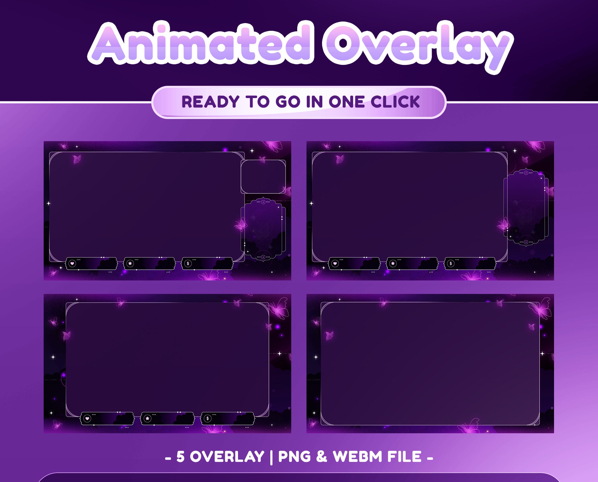 Velvet Flutter Animated Stream Pack for Twitch,youtube | Celestial ...