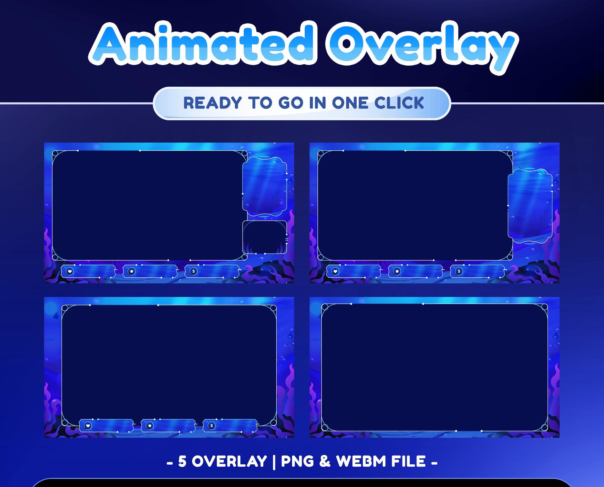 Deep Blue Ocean Animated Stream Pack for Twitch, Youtube, Blue Twitch ...