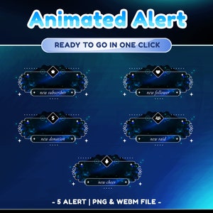 Luminous Garden Animated Stream Alert for Twitch, Youtube, Kick, Notification Stream, Animated Twitch Alert, Dark Blue Alert, Alert Overlay