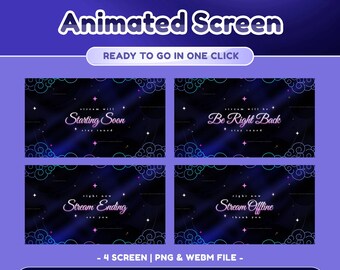 Starry Dream geanimeerd streamscherm voor Twitch, Galaxy-overlay, Starry Stream-overlay, Neon Aesthetic Stream-overlay, geanimeerd streamscherm
