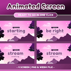 Dreamy Sunset Animated Stream Screen for Twitch Youtube, Twitch Overlay Purple, Sunset Theme Overlay, Cozy Animated Stream Screen, SoftColor