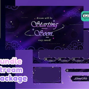 Celestial Haze Animated Stream Pack for Twitch,Youtube | Galaxy Theme | Sky Night | Dark Color | Panel | Overlay | Cloud | Purple | Pink