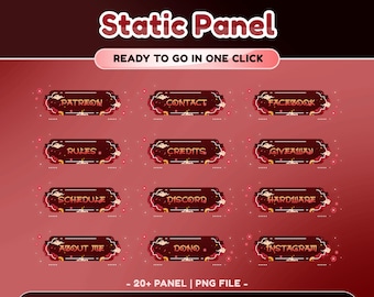 Chinnes Fortune Static Panel for Twitch, Red And Gold Theme, Chinese New Year Panels, Lantern Festival, Cultural Design, Asian Cloud Pattern