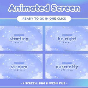 ButterflyBloom Animated Stream Screen for Twitch,Youtube | Kawaii Theme | Pastel | Calm Color | Panel | Overlay | Cute | Blue Color | Flower