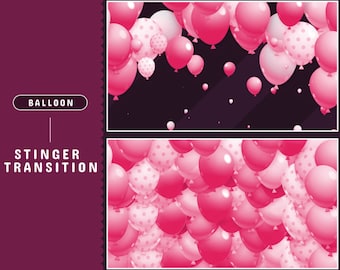 Pink Balloon Animated Transition for Twitch, Kick, Youtube | Kawaii Transition | Gift | Pink Color | Transition Overlay | Cute | Calm Theme