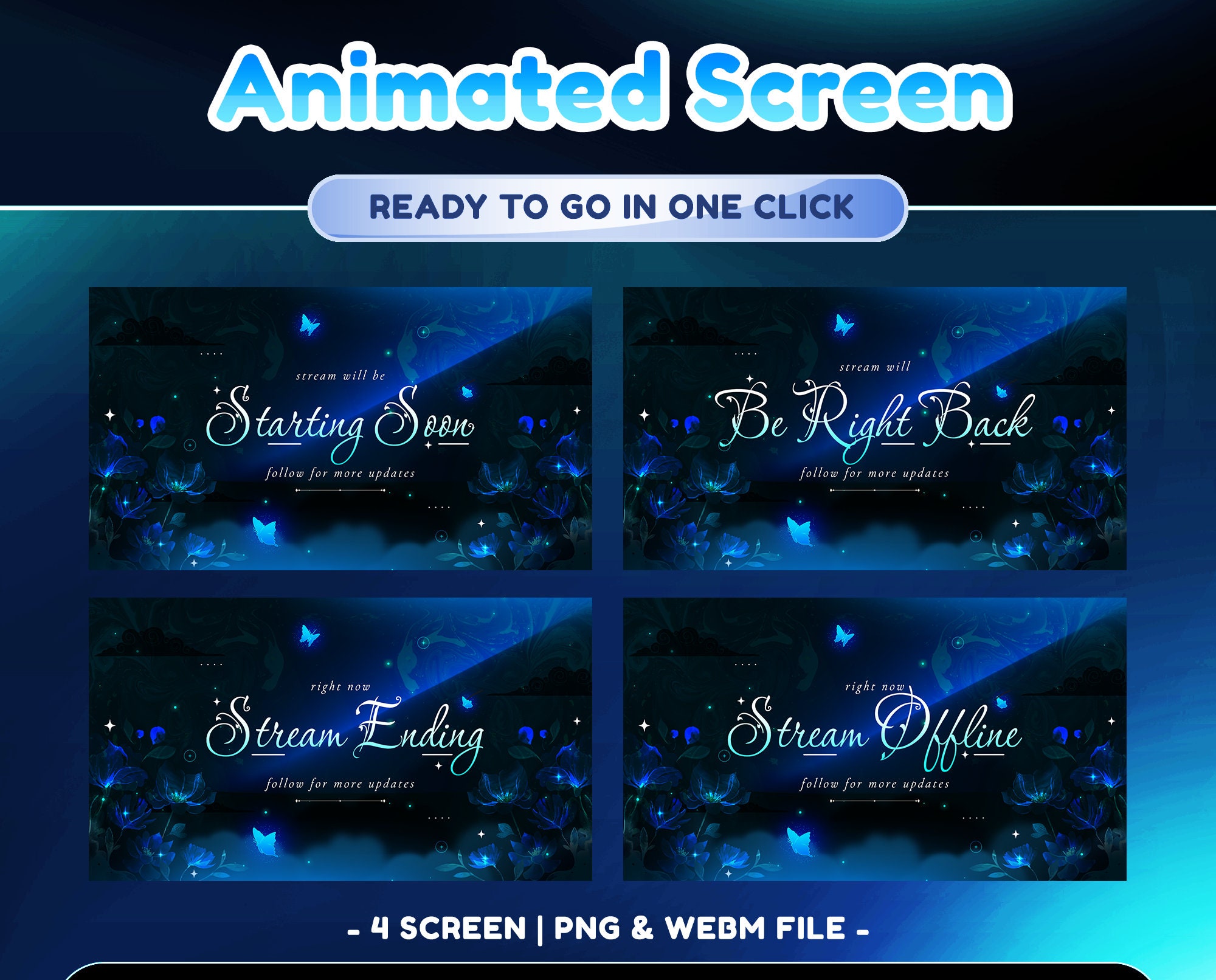 Luminous Garden Animated Stream Screen for Twitch, Youtube, Kick, Dark ...