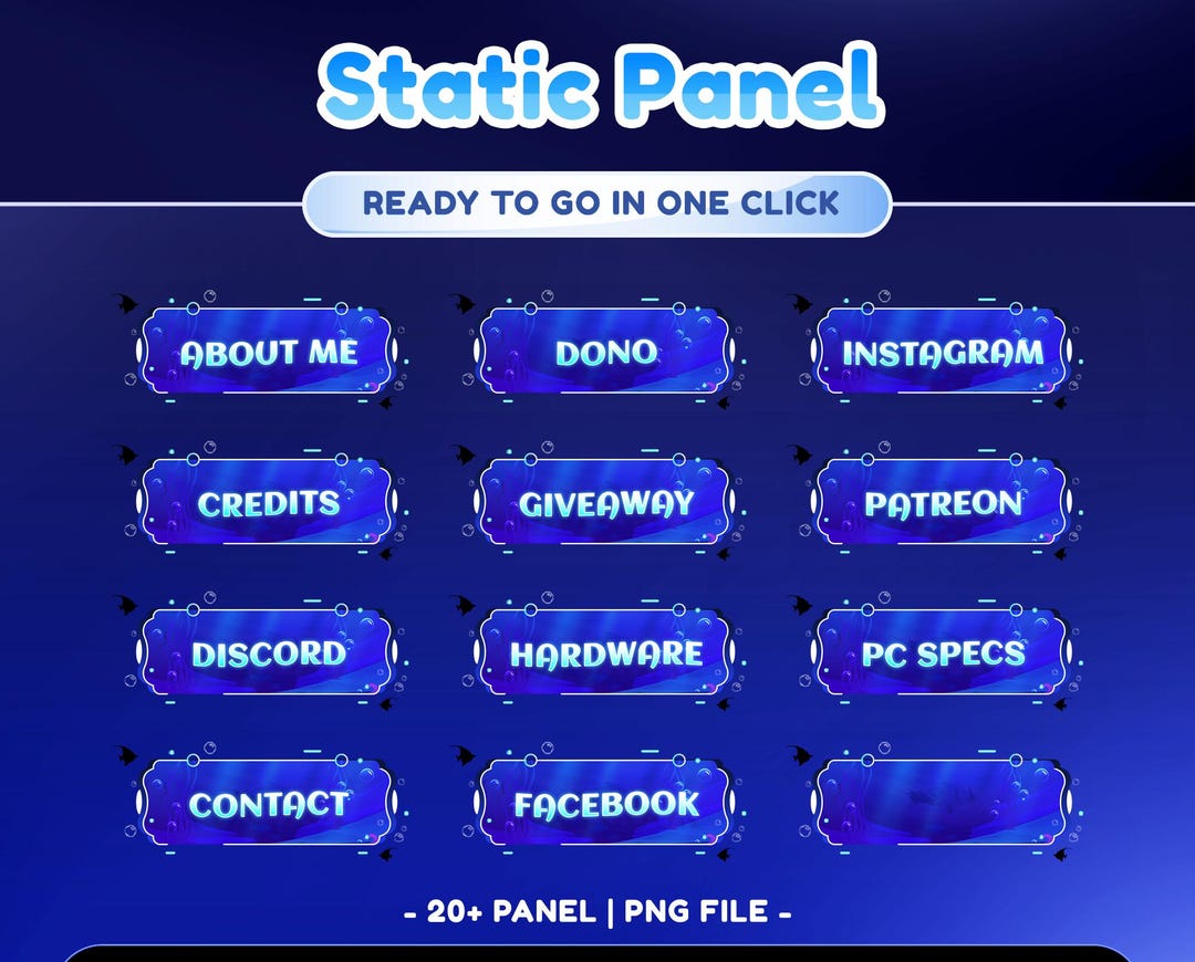 Deep Blue Ocean Static Stream Panel for Twitch,youtube, Twitch Overlay ...