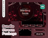 Red Flower Animated Stream Pack Twitch Bundle, Red Black Stream Overlay, Rose Twitch Design, Elegant Dark Overlay, Gothic Vtuber Overlay