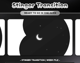 Sky Dream Animated Stinger Transition for Twitch, Youtube | Kawaii Theme | Gift | Dark Color | Panel | Overlay | Black & White | Galaxy